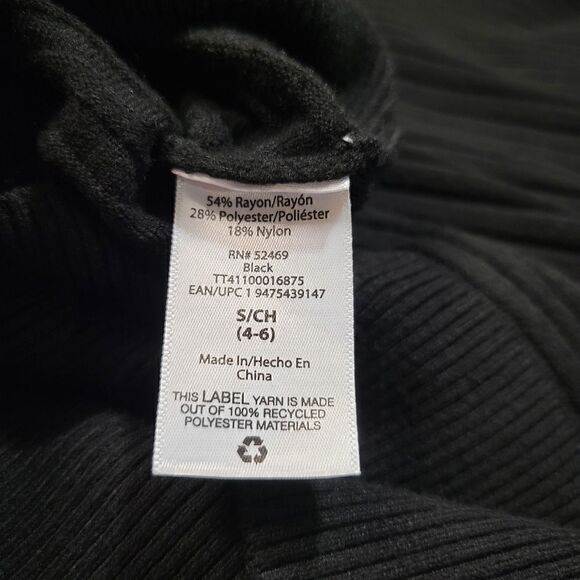 Black Ribbed Oversized Loose Fit Basic Classic Casual V Neck Tunic Sweater - Picture 5 of 6